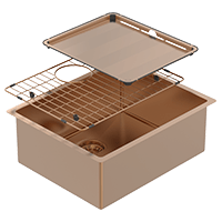 Abey piazza-finishes Piazza Single Bowl Artisan Copper Kitchen Sinks