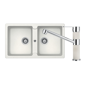 Schock abey-packages Schock Typos Double Bowl & 400456A Kitchen Mixer Alpina (White) Kitchen Sinks
