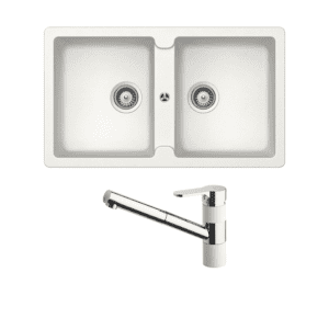 Schock abey-packages Schock Typos Double Bowl & 400710A Pull Out Kitchen Mixer Alpina Kitchen Sinks