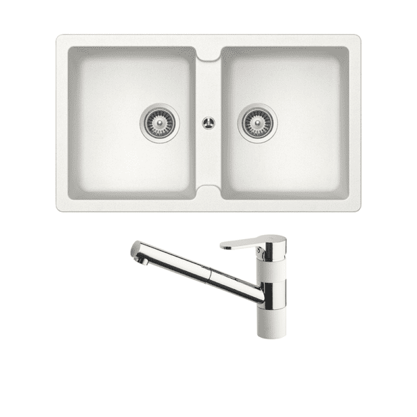 Schock abey-packages Schock Typos Double Bowl & 400710A Pull Out Kitchen Mixer Alpina Kitchen Sinks