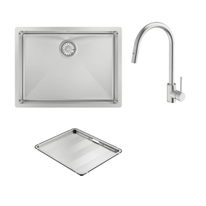 Abey abey-packages Alfresco 540 Large Bowl Sink with Drain Tray & KTA037-316-BR Kitchen Mixer Kitchen Sinks