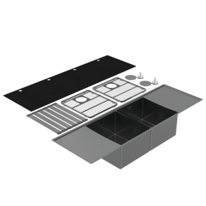 Abey Boutique abey-blugano Boutique Lugano Double Bowl & Double Drainer Black Pearl Kitchen Sinks