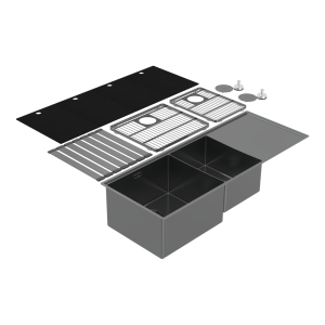 Abey Boutique abey-blugano Boutique Lugano One & One Quarter Drainer Left Hand Bowl Black Pearl Kitchen Sinks