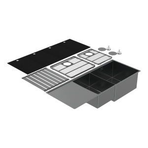 Abey Boutique abey-blugano Boutique Lugano One & One Quarter Drainer Right Hand Bowl Black Pearl Kitchen Sinks