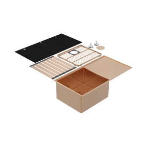 Abey Boutique abey-blugano Boutique Lugano Single Bowl & Drainer Left Hand Bowl Artisan Copper Kitchen Sinks