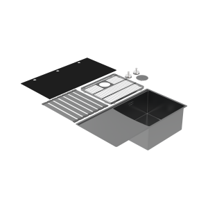 Abey Boutique abey-blugano Boutique Lugano Single Bowl & Drainer Right Hand Bowl Black Pearl Kitchen Sinks