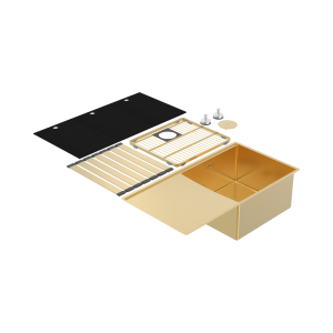 Abey Boutique abey-blugano Boutique Lugano Single Bowl & Drainer Right Hand Bowl Eureka Gold Kitchen Sinks