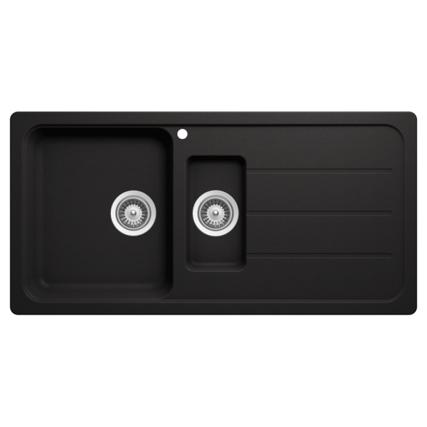 Schock formhaus Schock Formhaus Left Hand One & One Quarter Bowl & Drainer 1TH Nero Kitchen Sinks