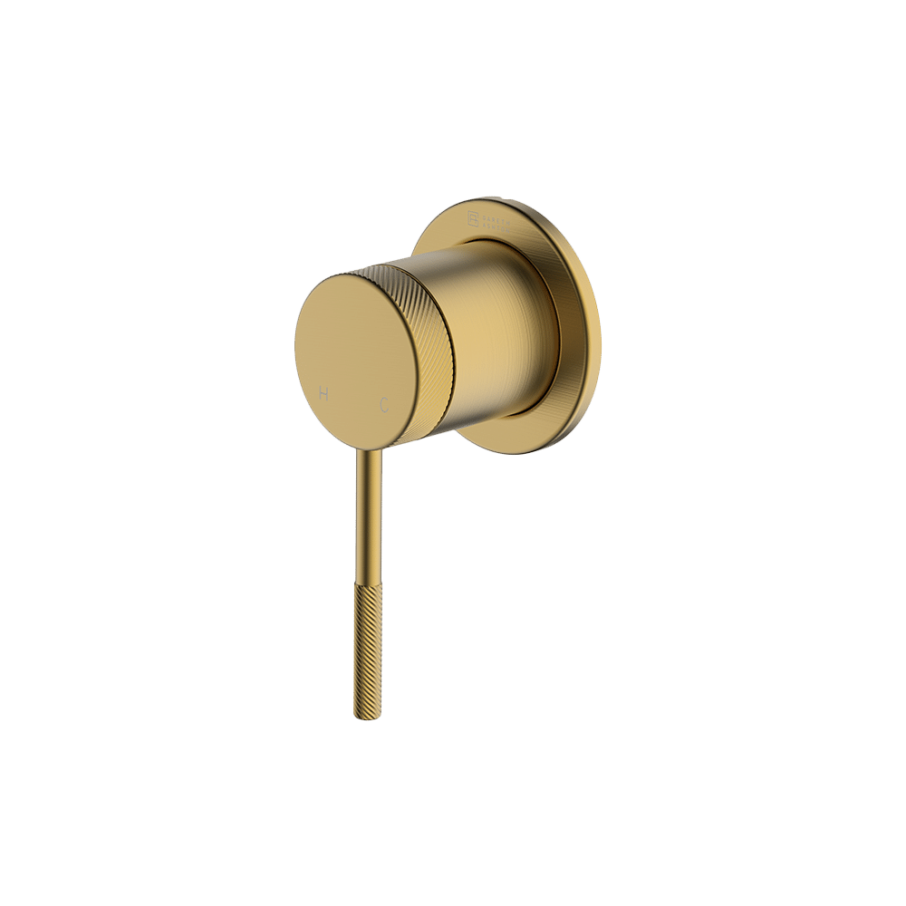 Gareth Ashton external-internal POCO KNURLED SHOWER MIXER EXTERNAL BRUSHED BRASS Wall & Basin Mixers