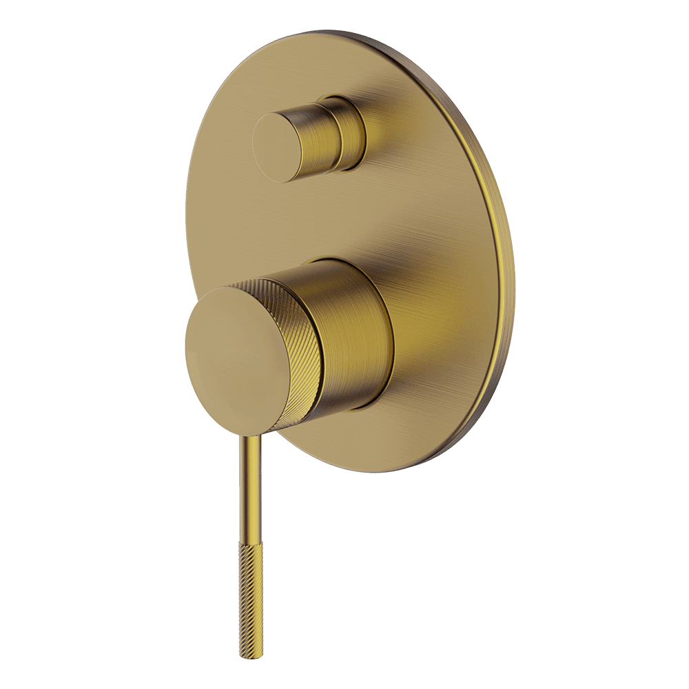 Gareth Ashton external-internal POCO KNURLED SHOWER Diverter EXTERNAL BRUSHED BRASS Wall & Basin Mixers