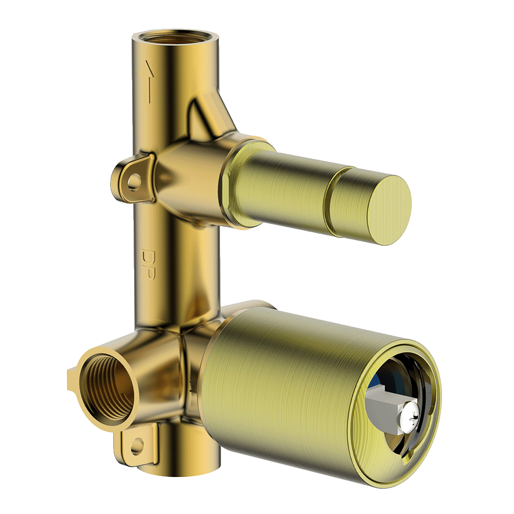 Gareth Ashton external-internal Diverter MIXER INTERNAL BRUSHED BRASS Wall & Basin Mixers