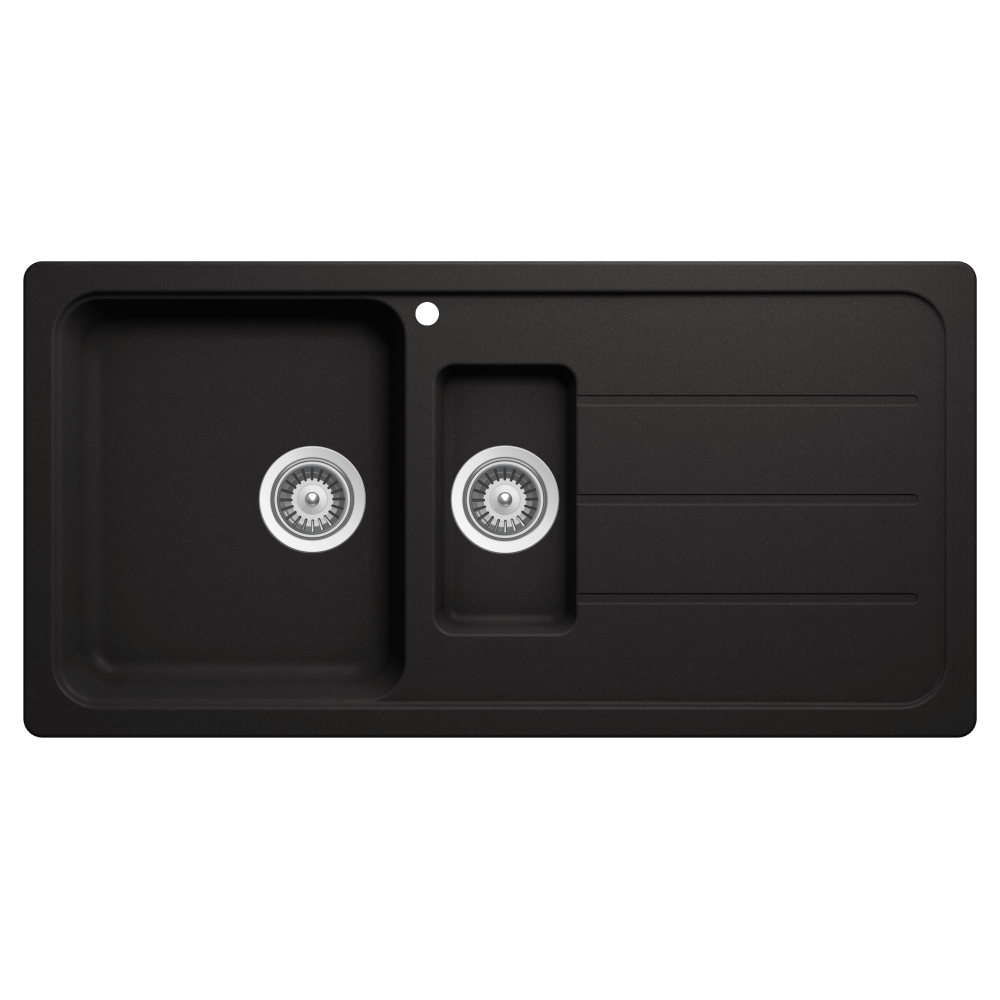 Schock formhaus Schock Formhaus Left Hand One & One Quarter Bowl & Drainer 1TH Nero Kitchen Sinks