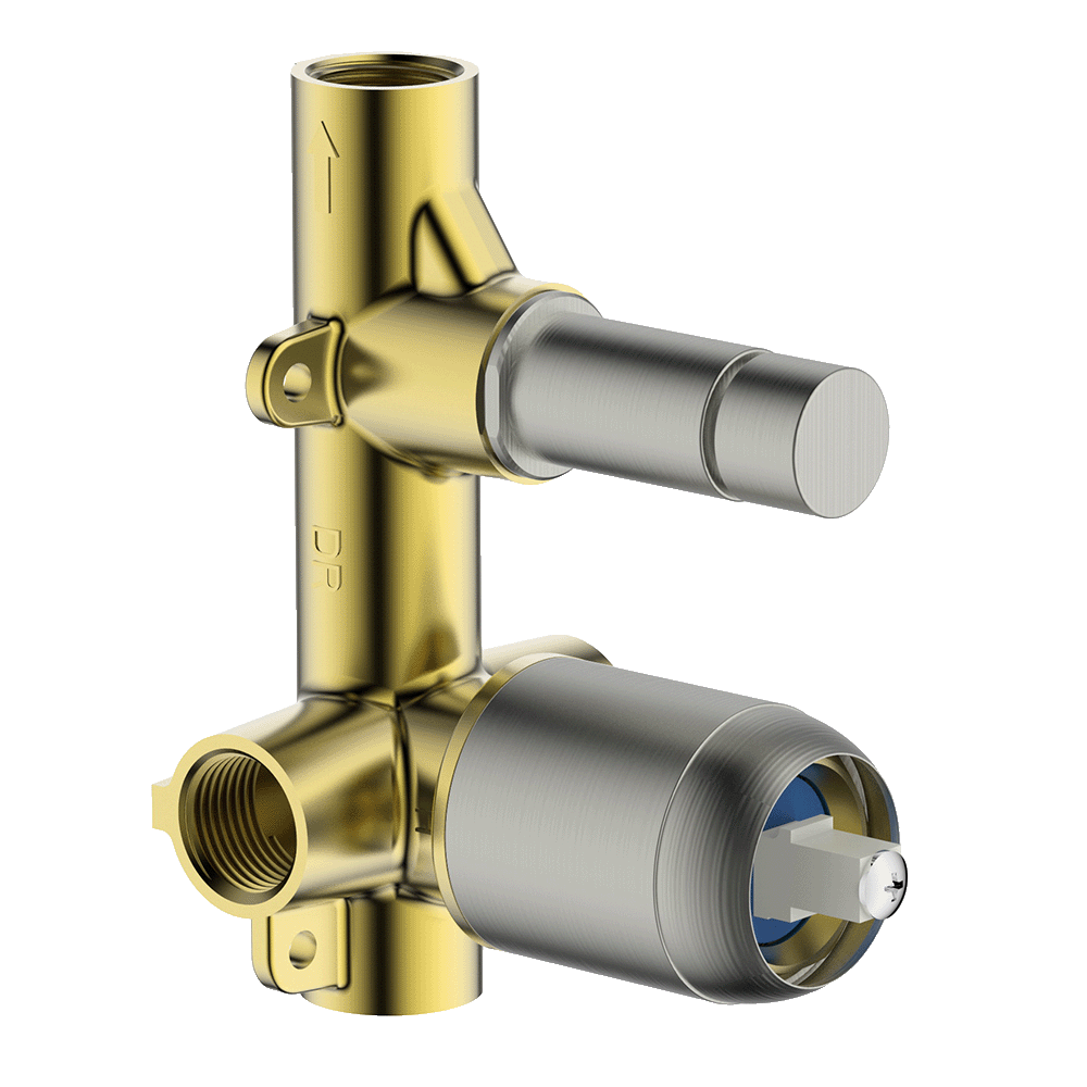 Gareth Ashton external-internal SMALL Diverter MIXER INTERNAL - BRUSHED NICKEL Wall & Basin Mixers