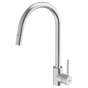 Abey abey-304 304 Gooseneck with Dual Spray Pull Out Function Brushed Steel Kitchen Mixer Kitchen Taps & Mixers