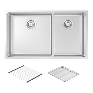 Abey montego Montego Large Bowl & Three Quarter Bowl Sink with Concertina & Drain Tray Kitchen Sinks