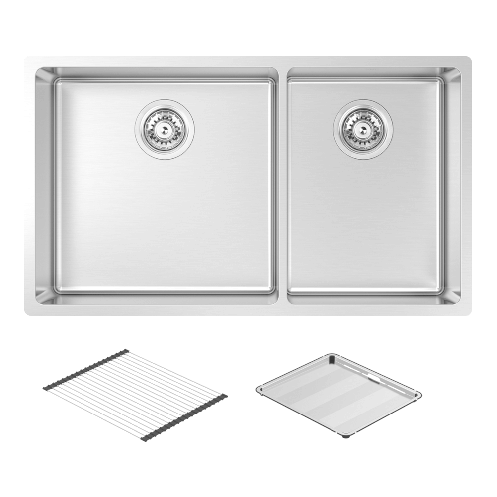 Abey montego Montego Large Bowl & Three Quarter Bowl Sink with Concertina & Drain Tray Kitchen Sinks