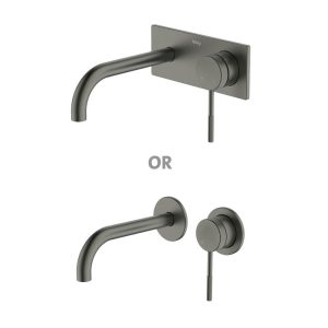 Abey external-internal Poco Knurled Wall Basin/Bath Set 165mm Lead Free External Only Wall & Basin Mixers