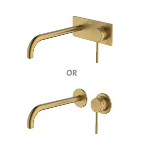 Abey external-internal Poco Knurled Wall Basin/Bath Set 220mm Lead Free External Only Wall & Basin Mixers
